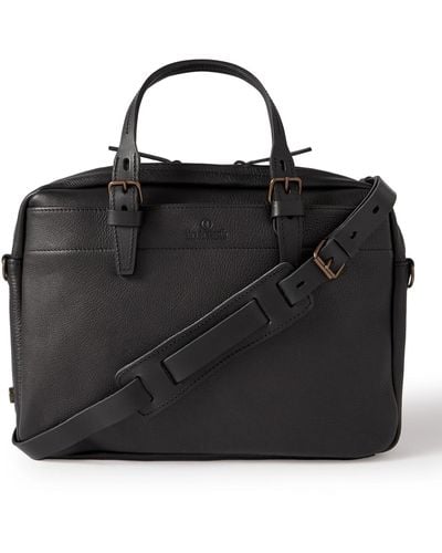 Bleu De Chauffe Folder Vegetable-tanned Textured-leather Messenger Bag - Black