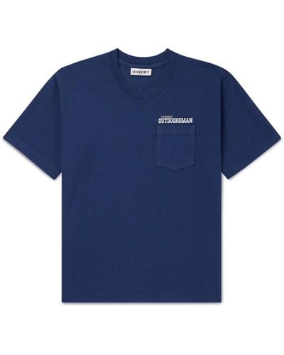 CHERRY LA Logo-print Cotton-jersey T-shirt - Blue