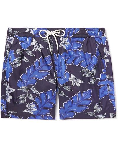 Moncler Slim-fit Short-length Floral-print Swim Shorts - Blue
