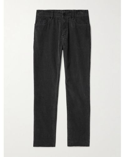 James Perse Slim-fit Straight-leg Stretch Cotton-blend Corduroy Trousers - Black