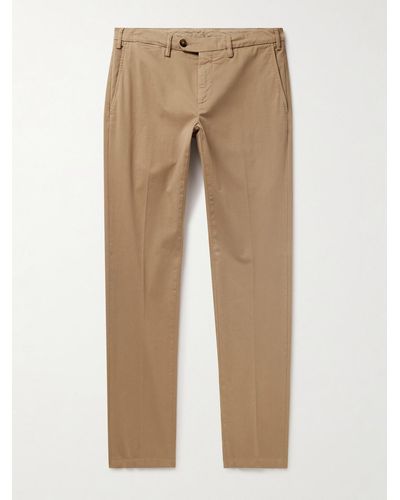 Canali Slim-fit Cotton-blend Twill Chinos - Natural