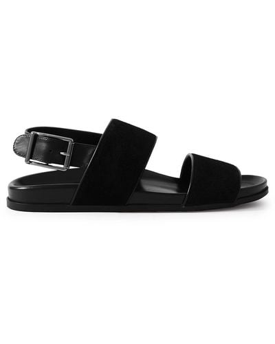Manolo Blahnik Golby Suede And Leather Sandals - Black