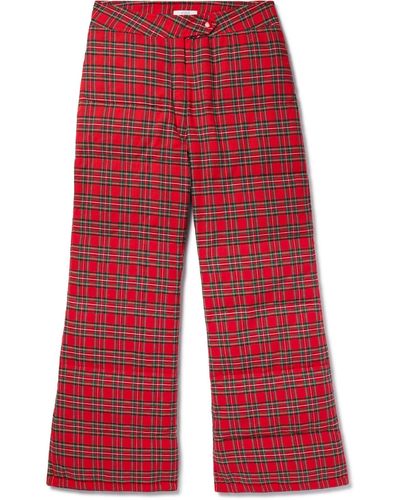 ERL Straight-leg Checked Cotton-twill Down Pants - Red