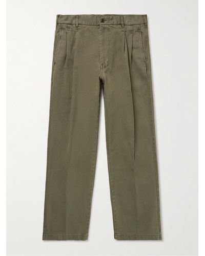 Alex Mill Straight-leg Pleated Garment-dyed Bedford Cotton Suit Trousers - Green