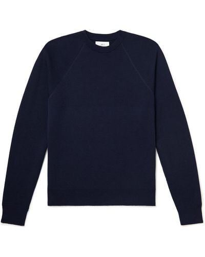 MR P. Double-faced Merino Wool-blend Sweater - Blue