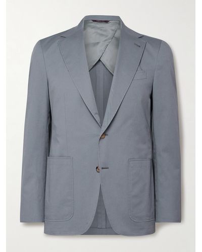 Canali Kei Unstructured Cotton-blend Suit Jacket - Blue