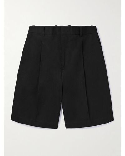 Jil Sander Shorts a gamba larga in tela di cotone con pinces - Nero