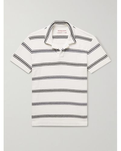 Orlebar Brown Slim-fit Striped Cotton-terry Polo Shirt - Grey