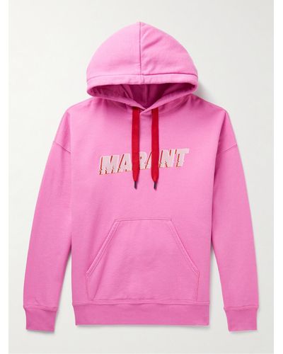 Isabel Marant Flash Logo-print Cotton-blend Jersey Hoodie - Pink