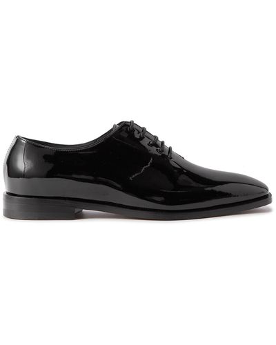 Manolo Blahnik Whole-cut Patent-leather Oxford Shoes - Black