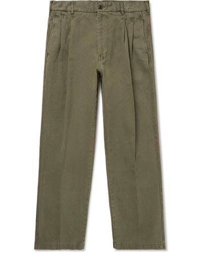 Alex Mill Straight-leg Pleated Garment-dyed Bedford Cotton Suit Pants - Green