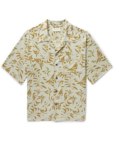 Saint Laurent Camp-collar Printed Lyocell And Cotton-blend Twill Shirt - Green