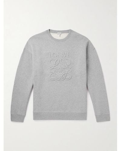 Loewe Logo-embroidered Cotton-jersey Sweatshirt - Grey