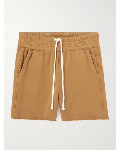 Les Tien Garment-dyed Fleece-back Cotton-jersey Drawstring Shorts - Natural