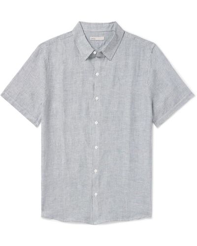 Onia Jack Air Striped Linen And Lyocell-blend Shirt - Gray