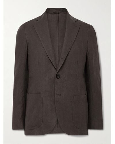 De Petrillo Linen Suit Jacket - Black