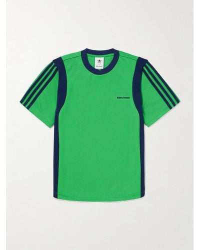 adidas Originals Wales Bonner T-shirt in jersey stretch riciclato con righe in fettuccia - Verde