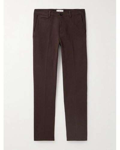 MR P. Straight-leg Cotton-blend Twill Trousers - Brown