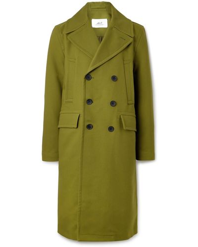 MR P. Great Double-breasted Woven Coat - Green