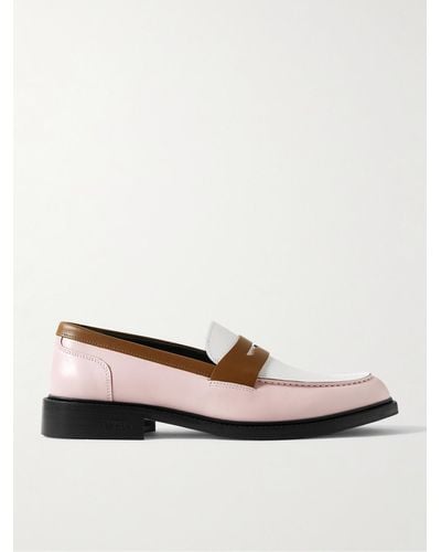 VINNY'S Townee Colour-block Leather Penny Loafers - White