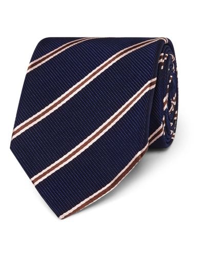 Kingsman Drake's 8.5cm Striped Silk And Cotton-blend Faille Tie - Blue
