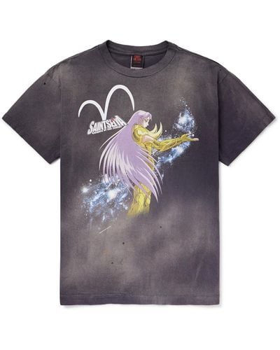 SAINT Mxxxxxx Saint Seiya Printed Cotton-jersey T-shirt - Gray