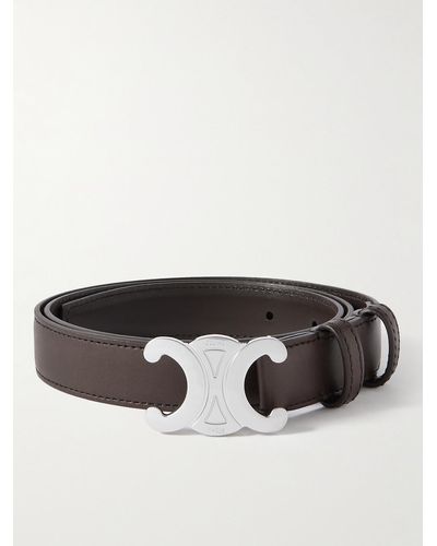 CELINE HOMME 2.5cm Triomphe Leather Belt - Black