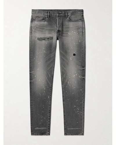 John Elliott The Case 2 Straight-leg Paint-splattered Distressed Jeans - Grey