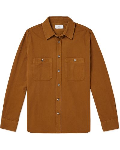 MR P. Herringbone Cotton-twill Shirt - Brown