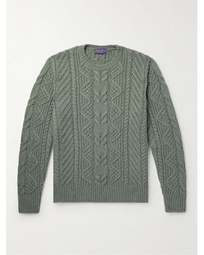 Ralph Lauren Purple Label Pullover in cashmere a trecce - Verde