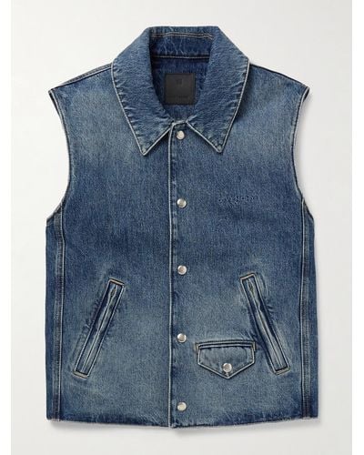 Givenchy Gilet in denim con logo ricamato - Blu