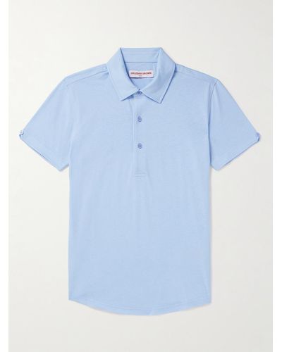 Orlebar Brown Sebastian Slim-fit Cotton And Silk-blend Jersey Polo Shirt - Blue