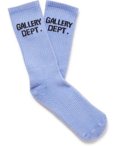 GALLERY DEPT. Clean Logo-jacquard Ribbed Recycled Cotton-blend Socks - Blue