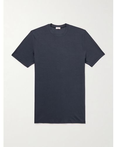 Zimmerli Pureness Stretch-tm Modal T-shirt - Blue