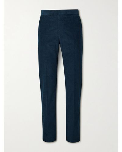 Richard James Slim-fit Cotton-needlecord Pants - Blue