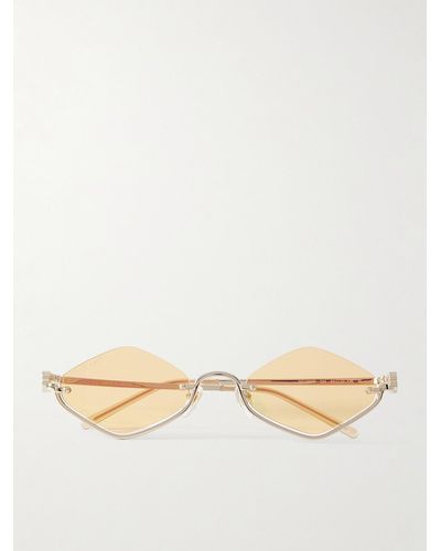 Gucci Goldfarbene Sonnenbrille mit eckigem Rahmen - Natur