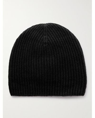 Allude Ribbed Cashmere Beanie - Black