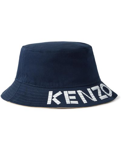 KENZO Graphy Reversible Logo-detailed Cotton-twill Bucket Hat - Blue
