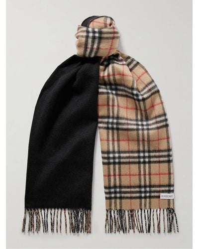 Burberry Reversible Check And Monogram Cashmere Scarf in Green for