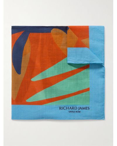 Richard James Einstecktuch aus Baumwolle mit Print - Blau