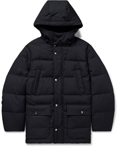 Canali Quilted Twill Hooded Down Jacket - Blue