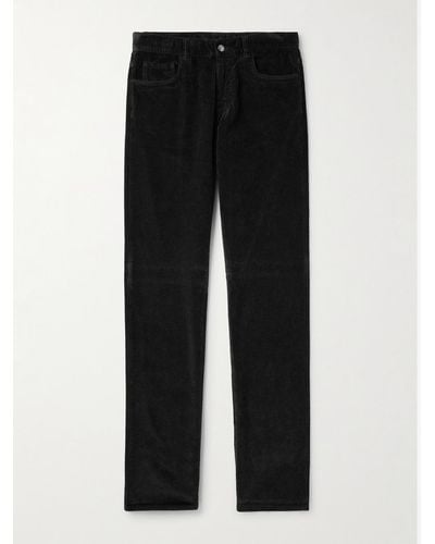 Canali Straight-leg Cotton-blend Corduroy Trousers - Black