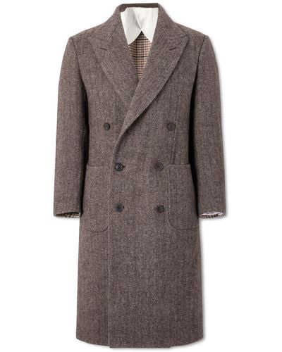 James Purdey & Sons Town And Country Double-breasted Herringbone Wool Coat - Brown