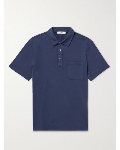 MR P. Garment-dyed Cotton-jersey Polo Shirt - Blue