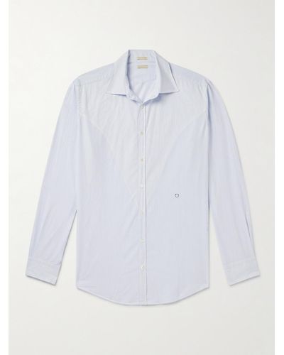 Massimo Alba Genova Hemd aus gestreifter Baumwollpopeline - Weiß