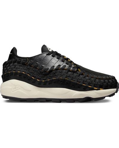 Nike Air Footscape Stretch-knit And Croc-effect Leather Sneakers - Black