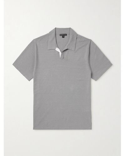 James Perse Linen-blend Polo Shirt - Grey