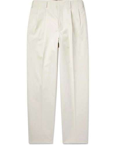 Loro Piana Gosen Straight-leg Pleated Cotton-blend Pants - White