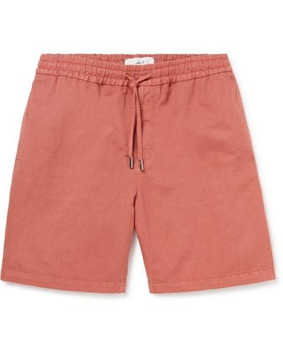 MR P. Cotton And Linen-blend Twill Drawstring Shorts - Red