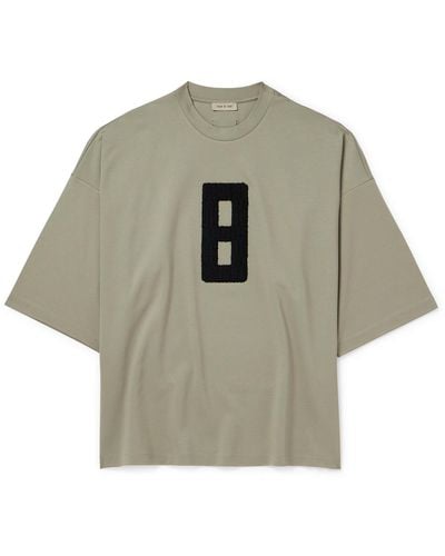 Fear Of God Oversized Bouclé-trimmed Jersey T-shirt - Gray